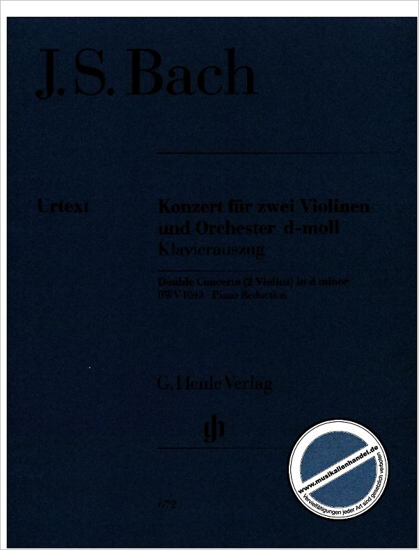 Titelbild für HN 672 - KONZERT D-MOLL BWV 1043 - 2 VL