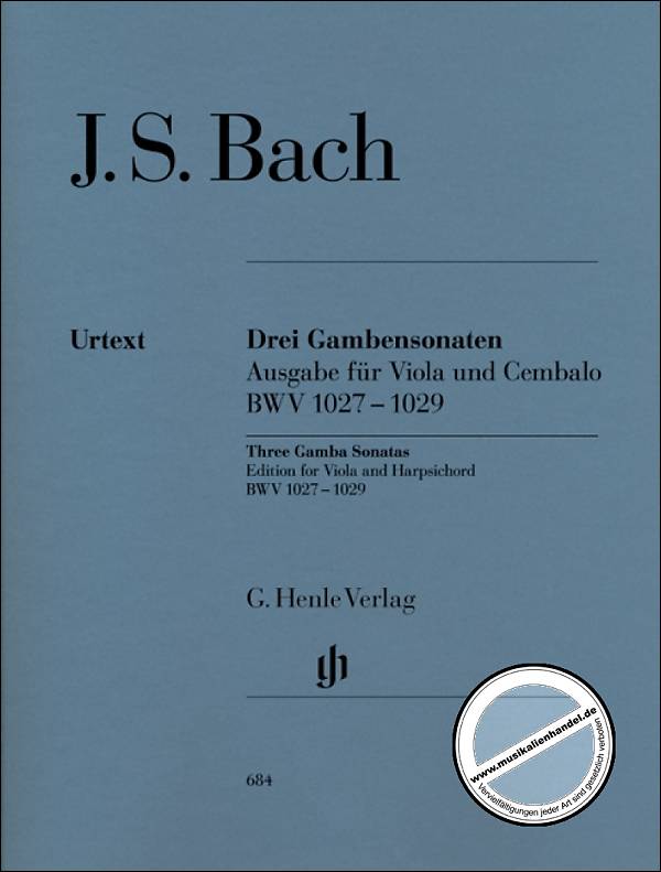 Titelbild für HN 684 - 3 SONATEN BWV 1027-1029  VDG CE