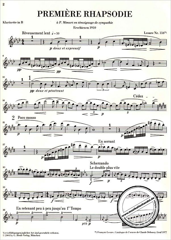Titelbild für HN 789 - Première Rhapsodie und Petite Pièce für Klarinette (B) und Klavier