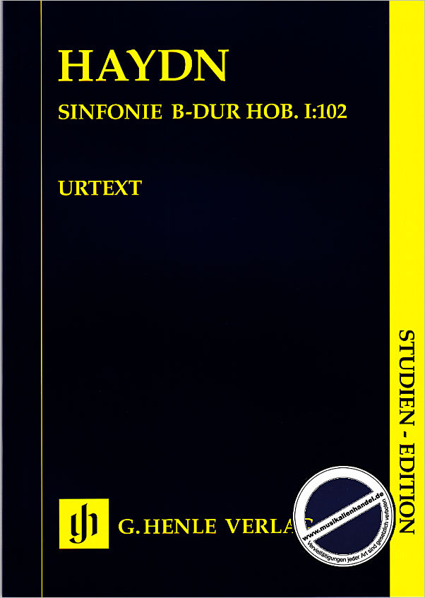 Titelbild für HN 9070 - Sinfonie 102 B-Dur Hob 1/102