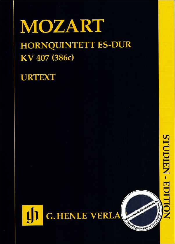Titelbild für HN 9826 - QUINTETT ES-DUR KV 407 (386C)