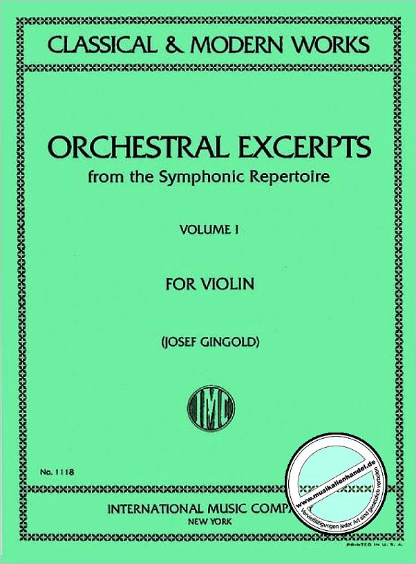 Titelbild für IMC 1118 - ORCHESTRAL EXCERPTS 1
