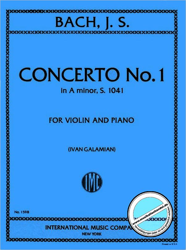 Titelbild für IMC 1598 - KONZERT 1 A-MOLL BWV 1041 - VL