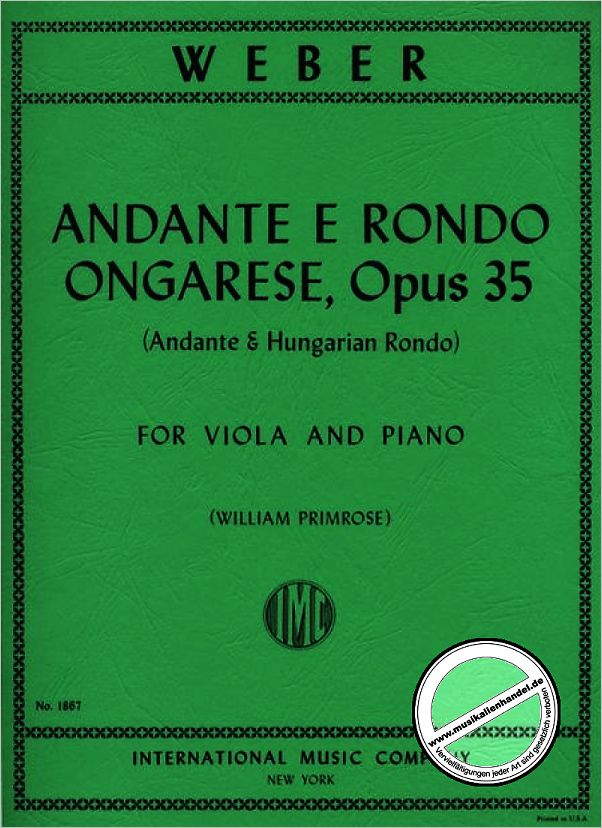 Titelbild für IMC 1867 - ANDANTE + RONDO UNGARESE OP 35