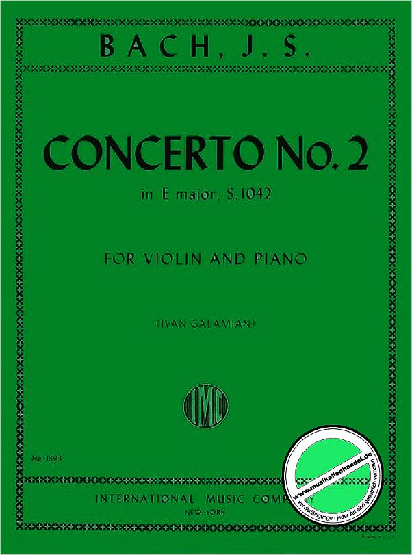 Titelbild für IMC 1893 - KONZERT 2 E-DUR BWV 1042 - VL S