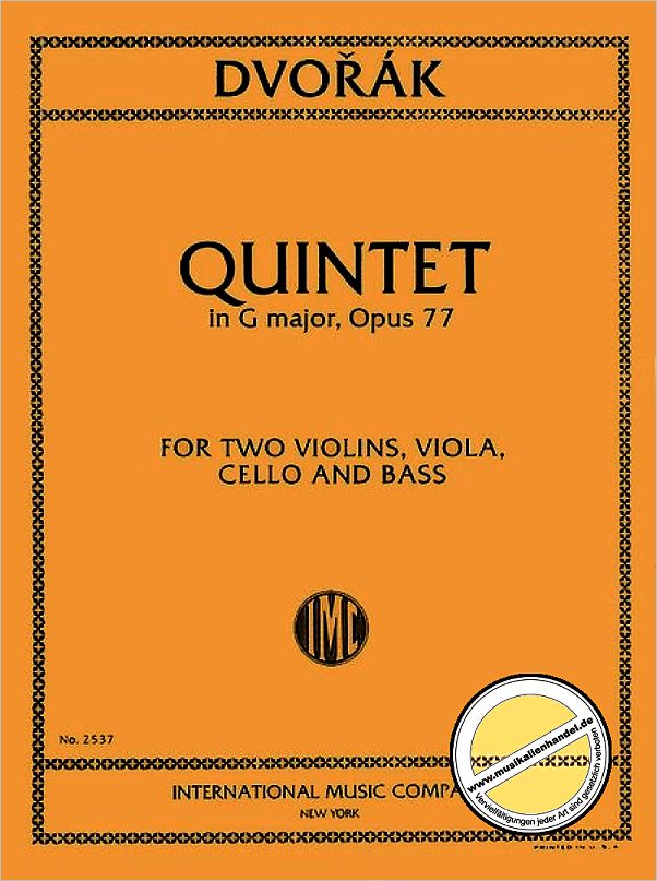 Titelbild für IMC 2537 - QUINTETT G-DUR OP 77