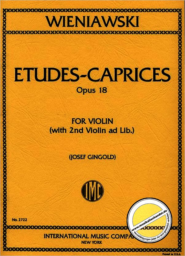 Titelbild für IMC 2722 - 6 ETUDES CAPRICES OP 18