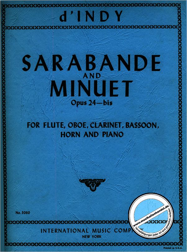 Titelbild für IMC 3060 - SARABANDE & MENUETT OP 24