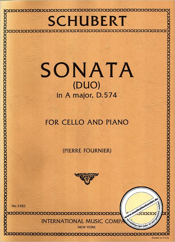 Titelbild für IMC 3382 - SONATA (DUO) A-DUR D 574