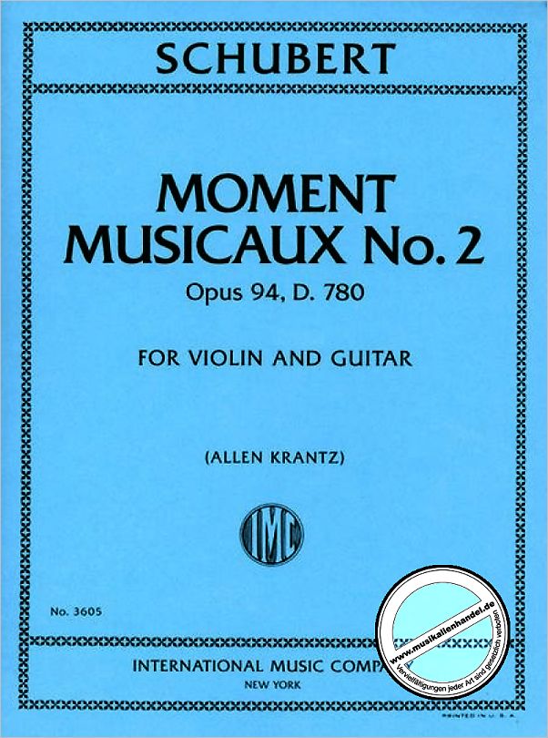 Titelbild für IMC 3605 - MOMENT MUSICAUX 2 OP 94 D 780