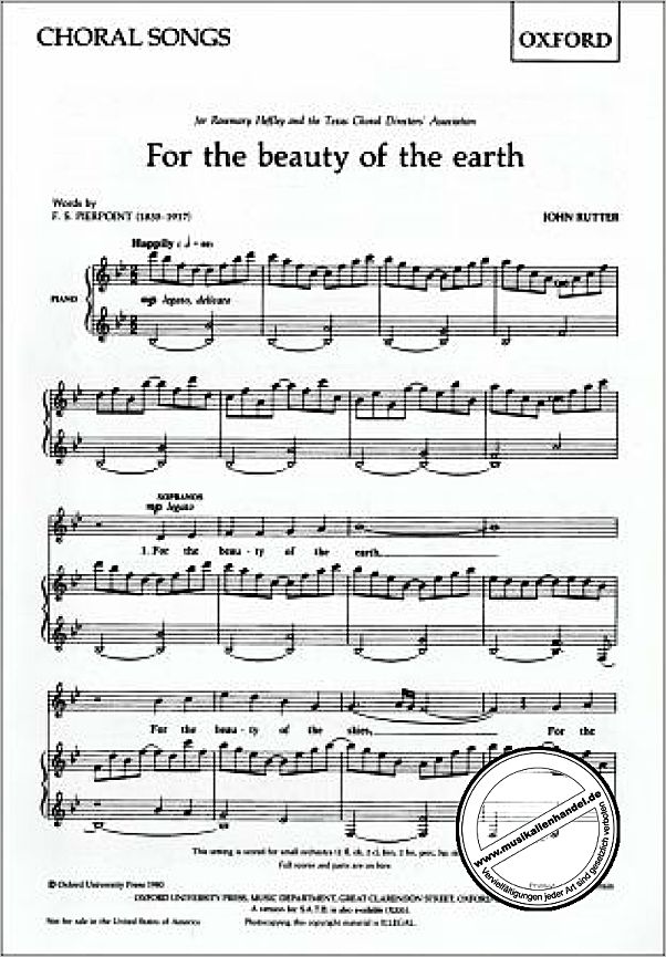 Titelbild für ISBN 0-19-341513-5 - FOR THE BEAUTY OF THE EARTH