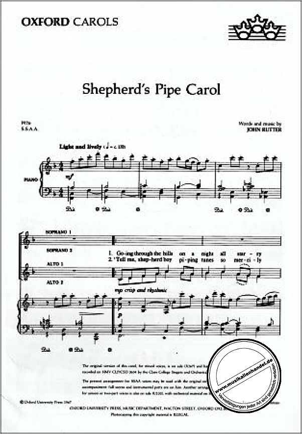 Titelbild für ISBN 0-19-385479-1 - SHEPHERD'S PIPE CAROL