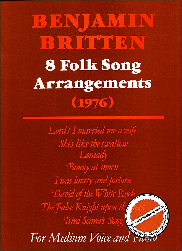 Titelbild für ISBN 0-571-50576-7 - 8 FOLK SONGS ARRANGEMENTS
