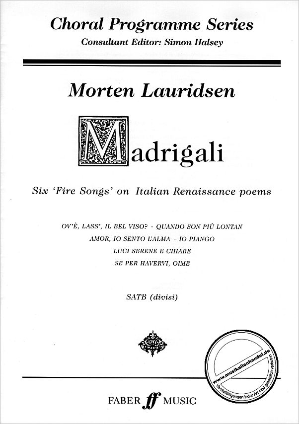 Titelbild für ISBN 0-571-52217-3 - MADRIGALI - 6 FIRE SONGS ON ITALIAN RENAISSANCE POEMS
