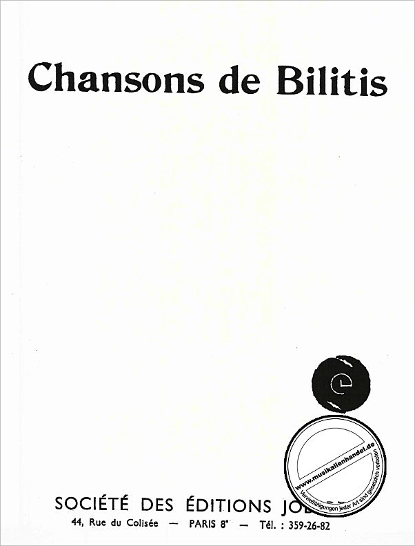 Titelbild für JOBERT 1417 - 3 CHANSONS DE BILITIS