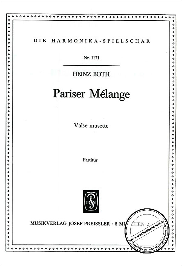 Titelbild für JP 1171 - PARISER MELANGE - VALSE MUSETTE