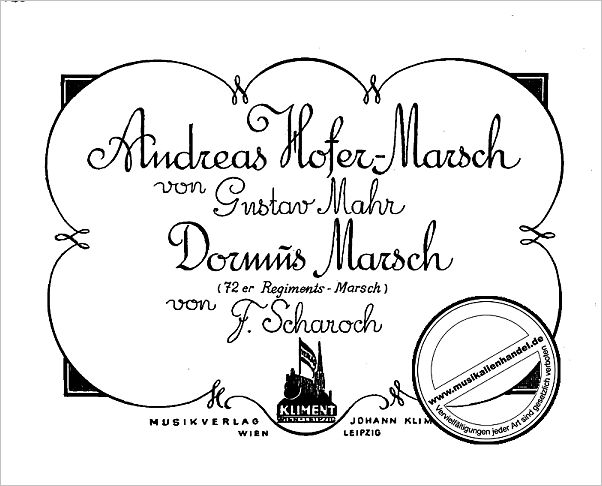 Titelbild für KLIMENT 298 - ANDREAS HOFER MARSCH + DORMUS MARSCH