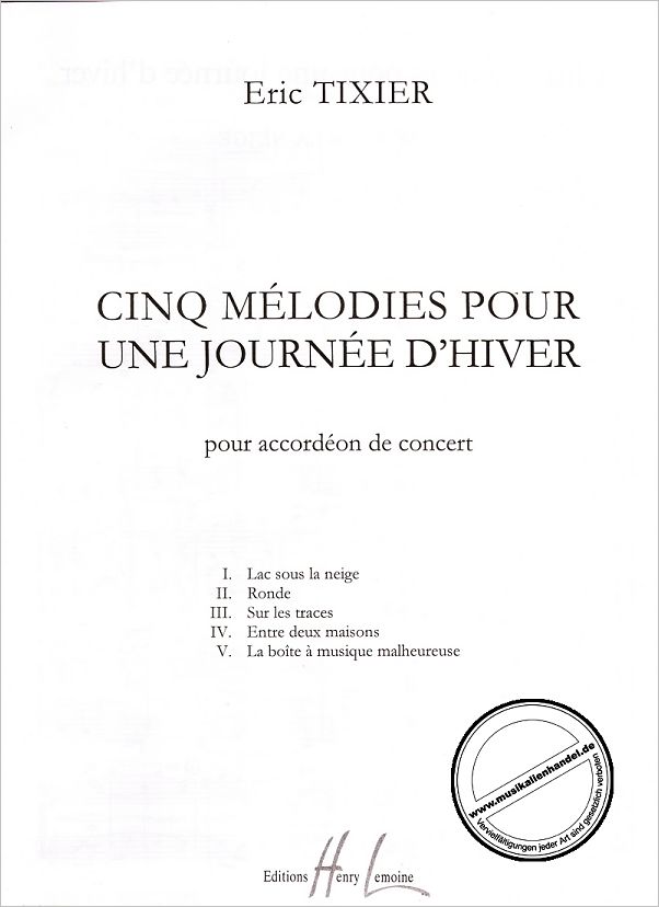 Titelbild für LEMOINE 24795 - 5 MELODIES D'HIVER