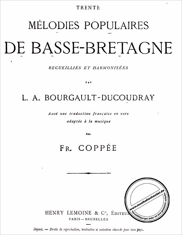 Titelbild für LEMOINE 8994 - MELODIES DE BASSE BRETAGNE