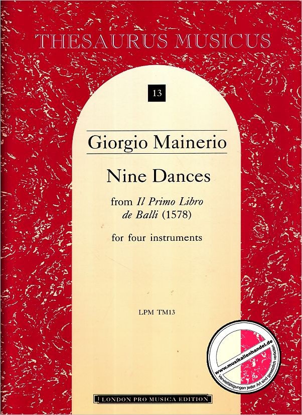 Titelbild für LPM -TM13 - 8 DANCES (IL PRIMO LIBRO DE BALLI 1578)