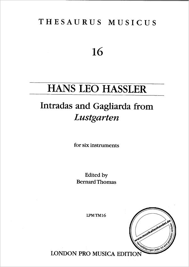 Titelbild für LPM -TM16 - INTRADAS & GAGLIARDA (LUSTGARTEN)