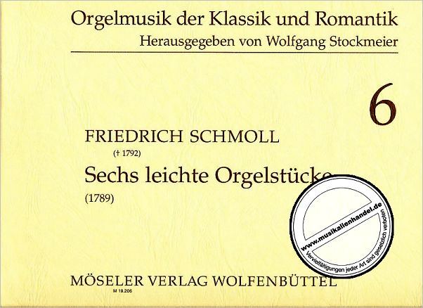 Titelbild für M 19206 - Sechs leichte Orgelstücke (1789)