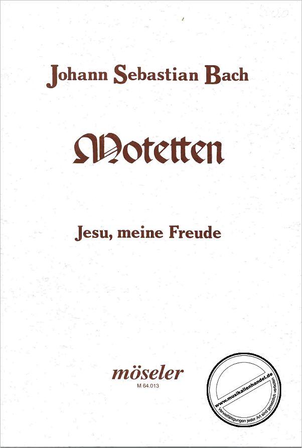 Titelbild für M 64013 - JESU MEINE FREUDE BWV 227 MOTETTE