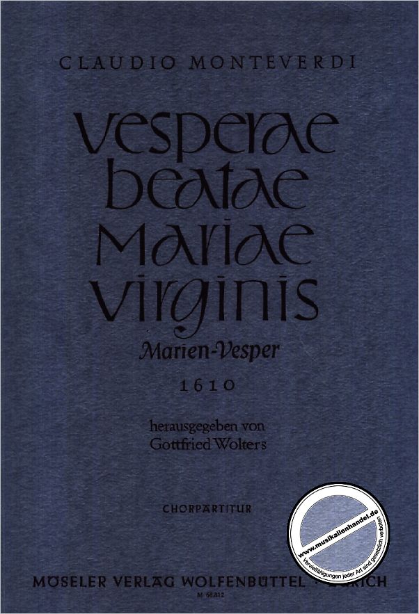 Titelbild für M 68812-05 - VESPRO DELLA BEATA VIRGINE - MA