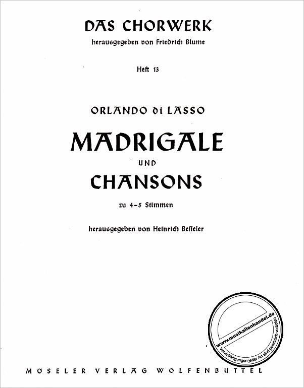Titelbild für M 80013 - MADRIGALE UND CHANSONS