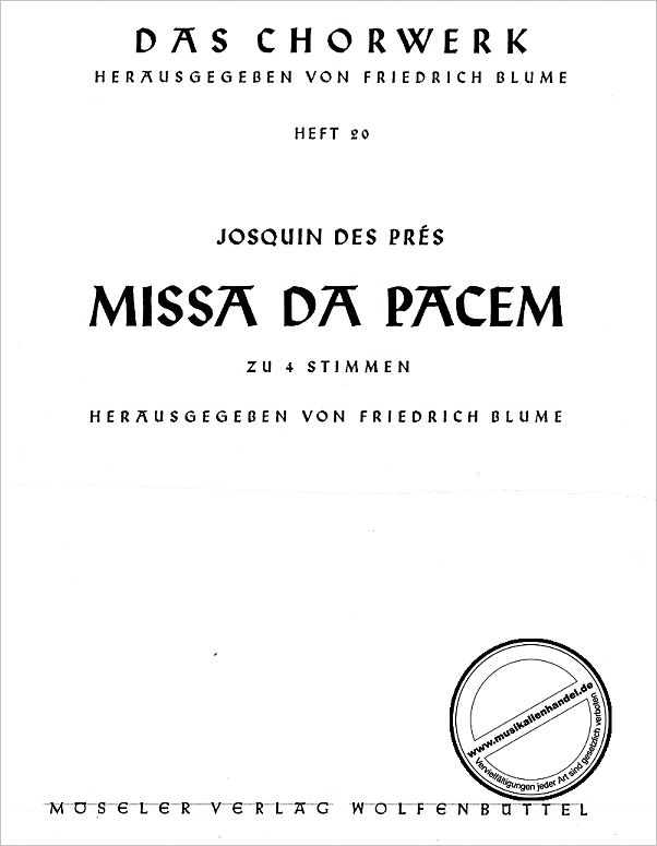 Titelbild für M 80020 - MISSA DA PACEM