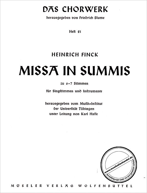Titelbild für M 80021 - MISSA IN SUMMIS