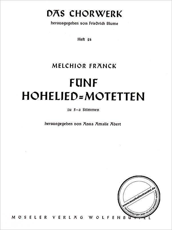 Titelbild für M 80024 - 5 HOHELIED MOTETTEN
