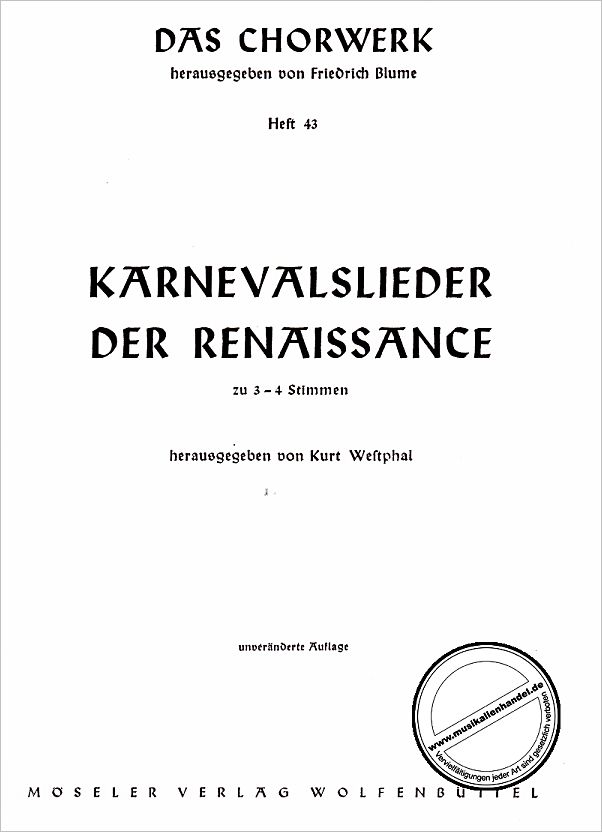 Titelbild für M 80043 - KARNEVALSLIEDER DER RENAISSANCE