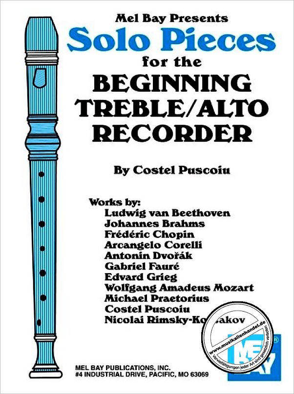 Titelbild für MB 98172 - SOLO PIECES FOR THE BEGINNING TREBLE / ALTO RECORDER