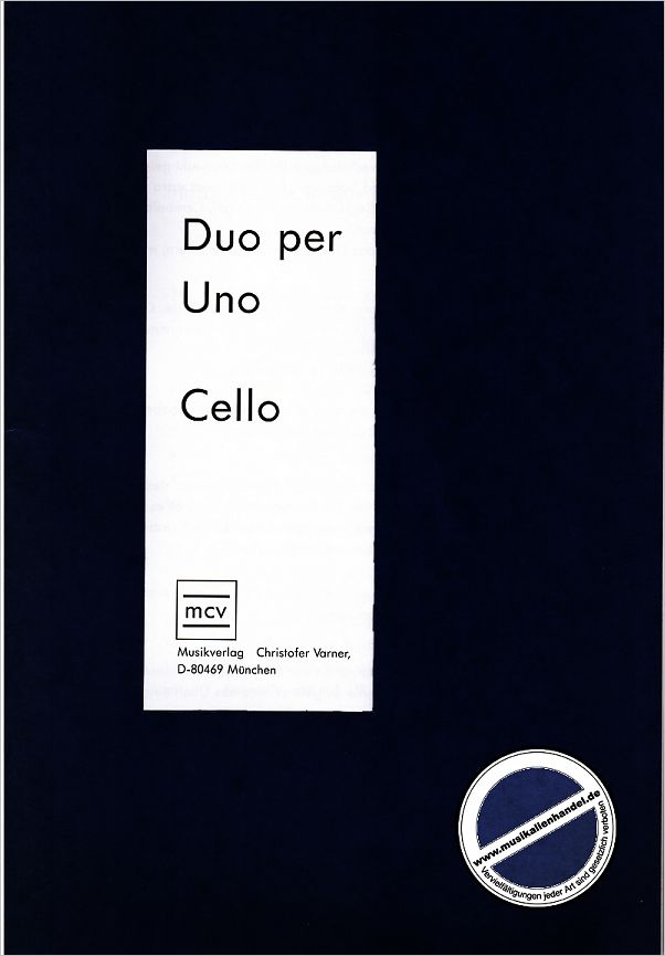 Titelbild für MCV 1001 - DUO PER UNO - CELLO