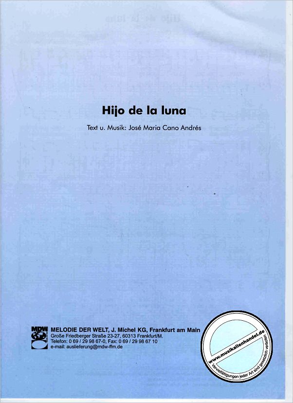 Titelbild für MDW 69077-01-10 - HIJO DE LA LUNA