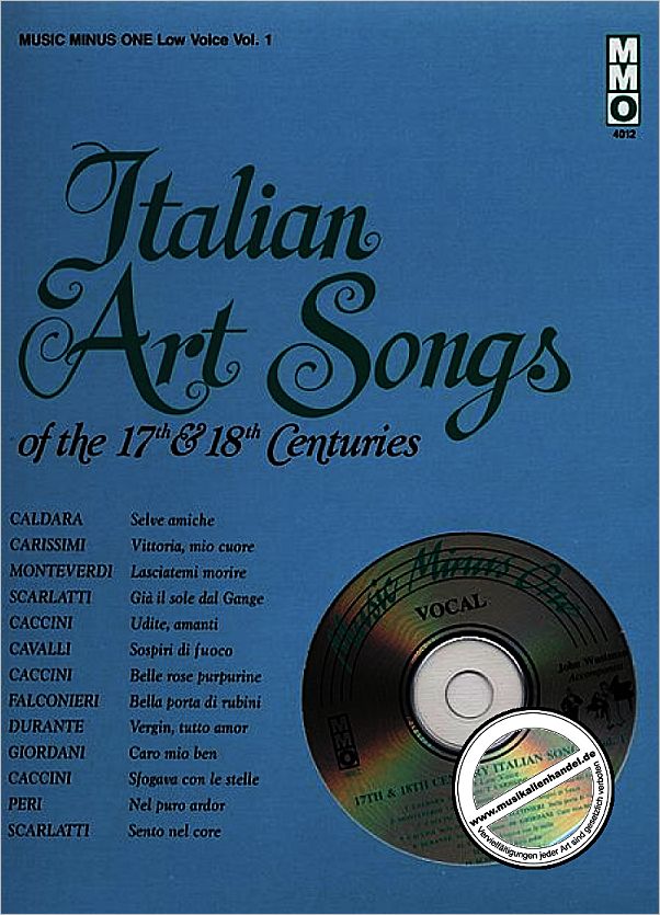 Titelbild für MMO 4012 - ITALIEN ART SONGS 1 LOW VOICE