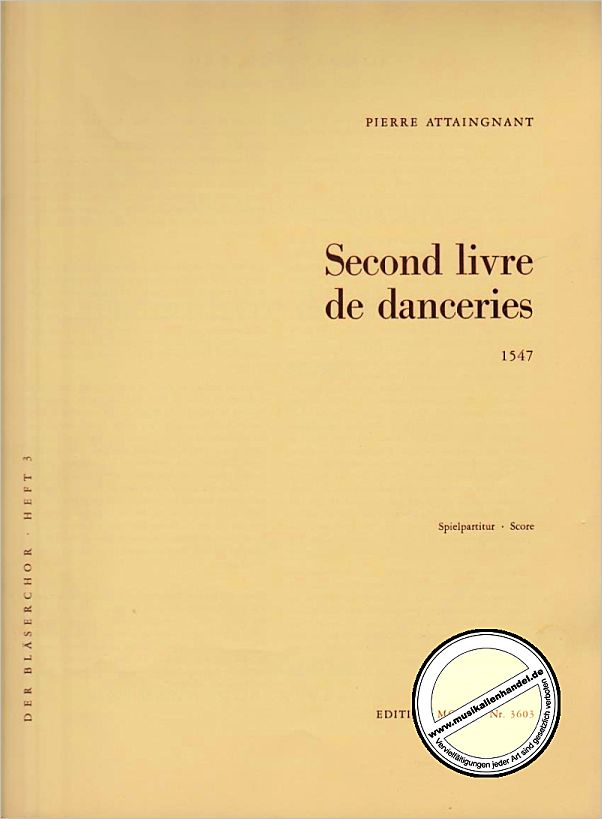 Titelbild für MOE 3603 - SECOND LIVRE DE DANCERIES