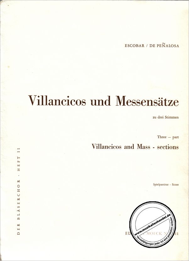 Titelbild für MOE 3611 - VILLANCICOS + MESSENSAETZE