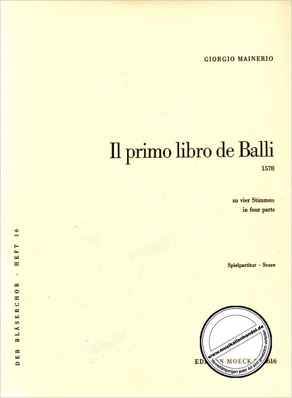 Titelbild für MOE 3616 - IL PRIMO LIBRO DE BALLI