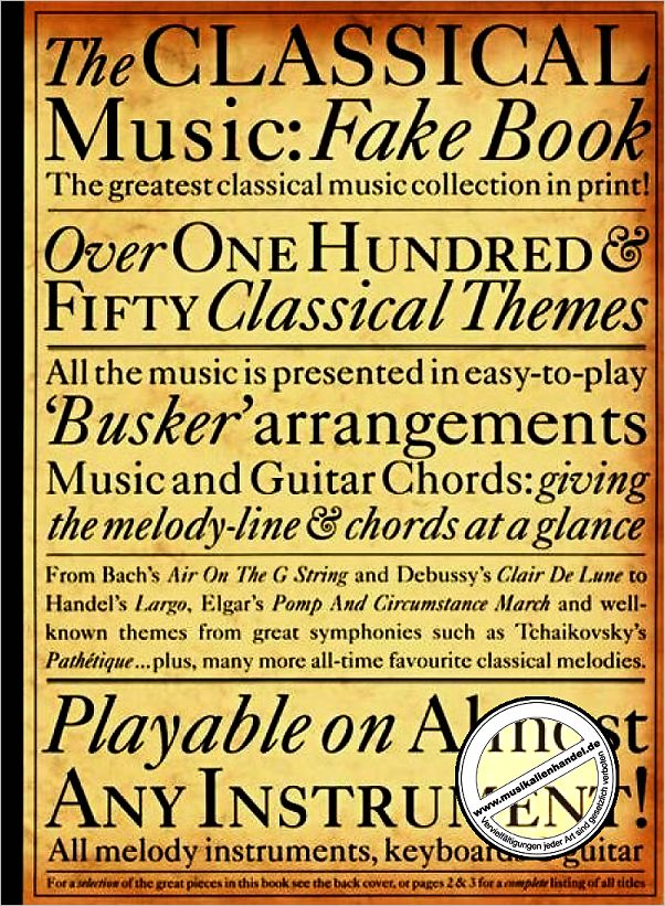 Titelbild für MSAM 92350 - THE CLASSICAL MUSIC FAKE BOOK