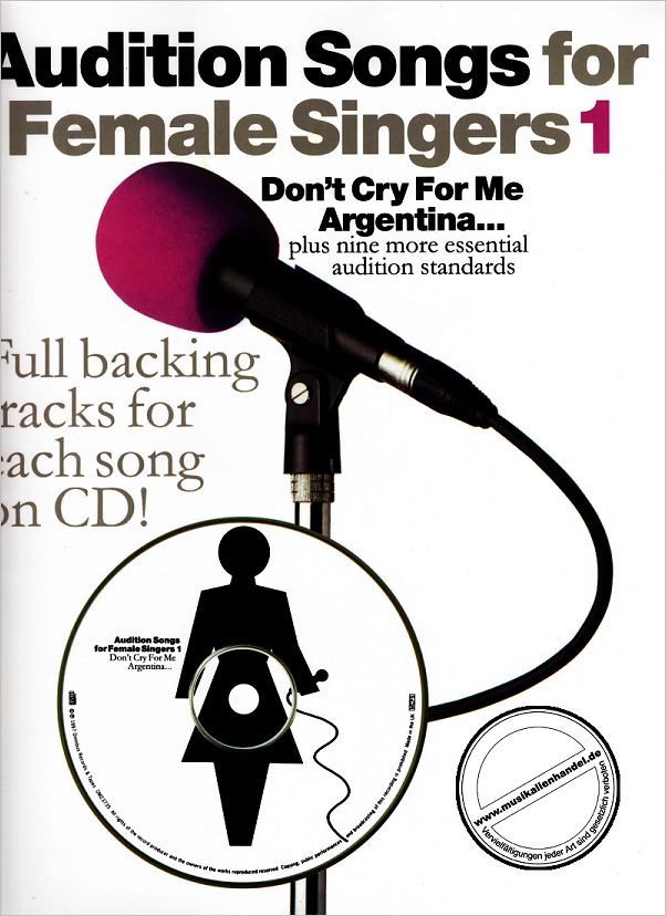 Titelbild für MSAM 92587 - AUDITION SONGS 1 FOR FEMALE SINGERS