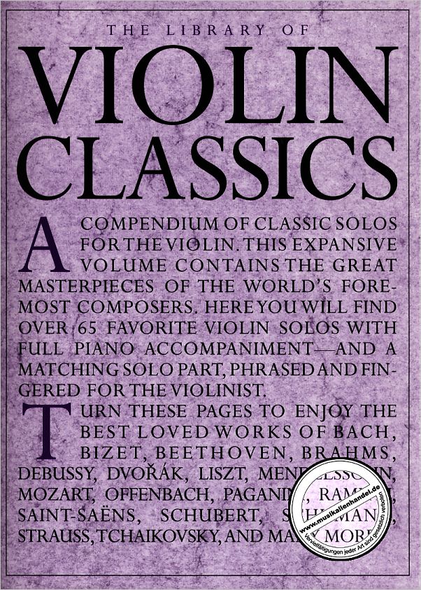Titelbild für MSAM 948926 - LIBRARY OF VIOLIN CLASSICS