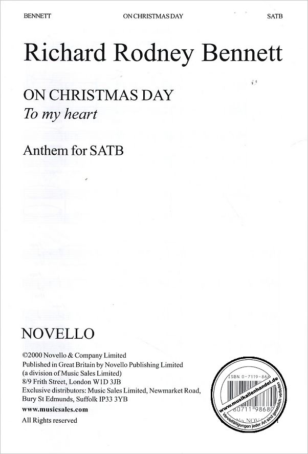 Titelbild für MSNOV 50061 - ON CHRISTMAS DAY