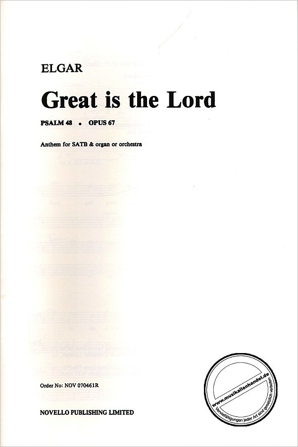 Titelbild für MSNOV 70461R - GREAT IS THE LORD - PSALM 48