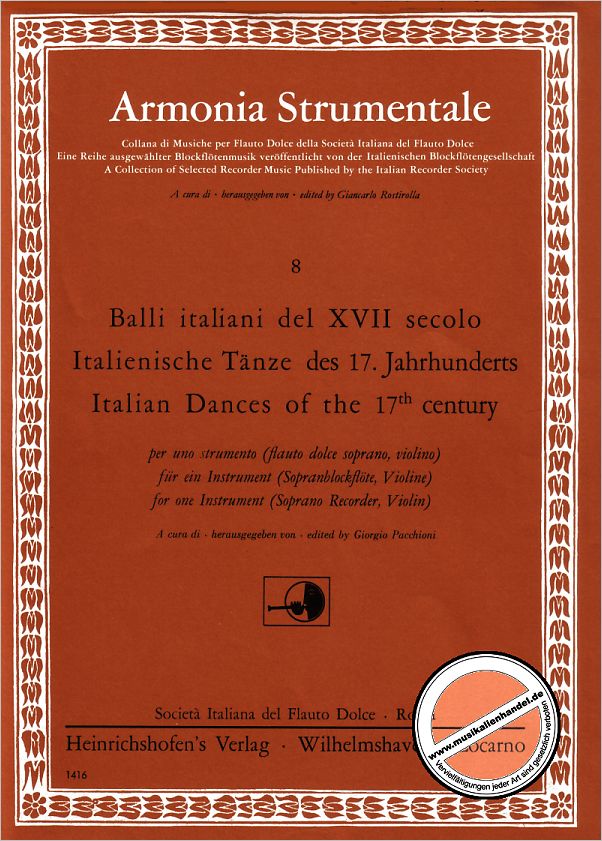 Titelbild für N 1416 - ITALIENISCHE TAENZE DES 17 JAHRHUNDERTS