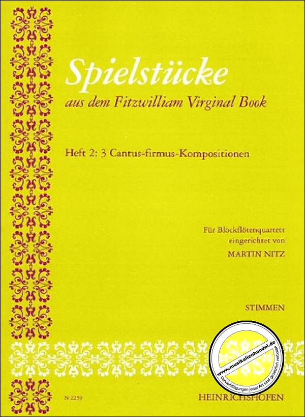 Titelbild für N 2259 - SPIELSTUECKE 2 AUS DEM FITZWILLIAM VIRGINAL BOOK