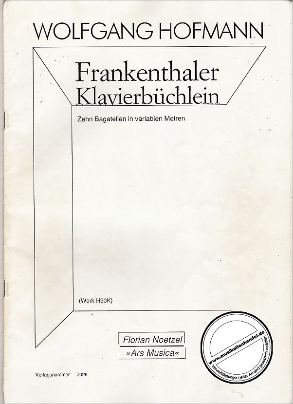 Titelbild für NB 7026 - FRANKENTHALER KLAVIERBUECHLEIN