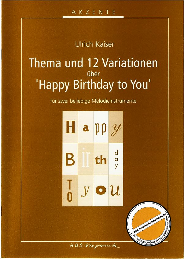 Titelbild für NEP 510 - 12 VARIATIONEN UEBER HAPPY BIRTHDAY TO YOU
