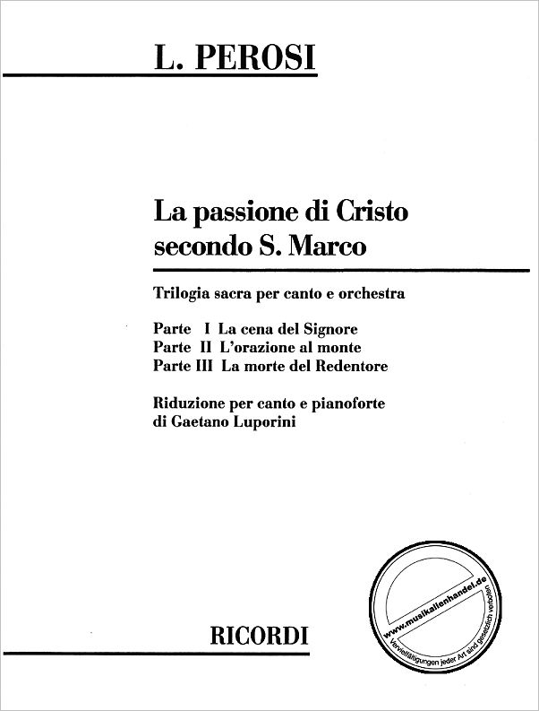 Titelbild für NR 101642 - PASSIONE DI CRISTO SECONDO MARCO,RID CP